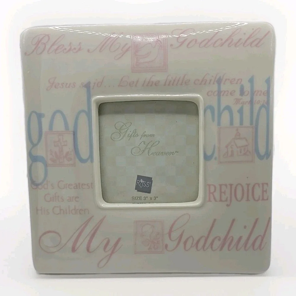 New Gods Greatest Gift 3x3‎ Picture Frame Godchild Pastel Colors Baby Boy Girl